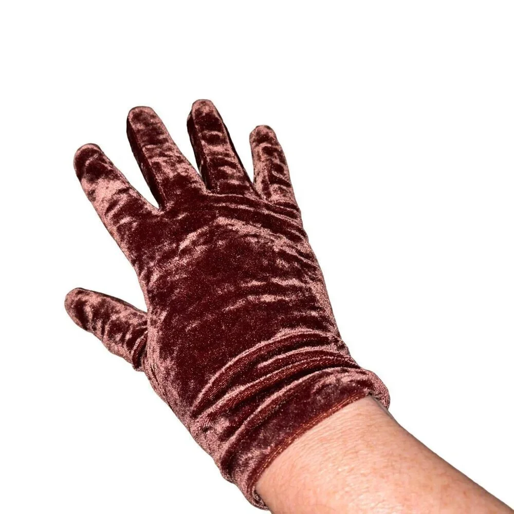 Classiques Entier Vintage 1990s Gloves One Size Brown Crushed Velvet Italy